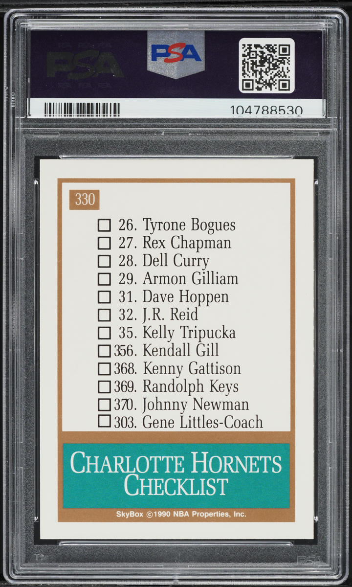 1990 Skybox Basketball Team Checklist Charlotte Hornets #330 PSA 9 MINT