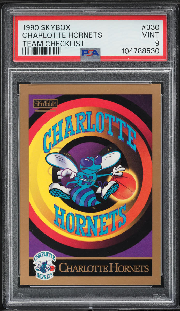 1990 Skybox Basketball Team Checklist Charlotte Hornets #330 PSA 9 MINT
