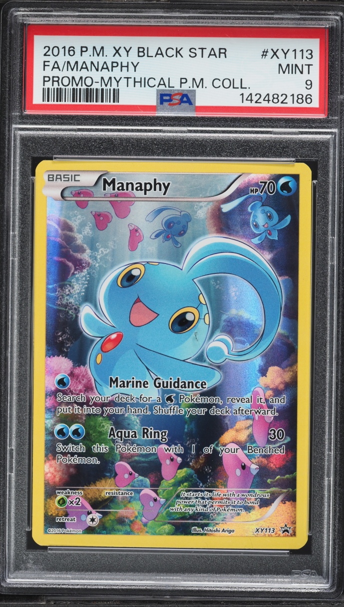 2016 Pokemon XY Black Star Promo Mythical Collection Full Art Manaphy #XY113 PSA 9 MINT