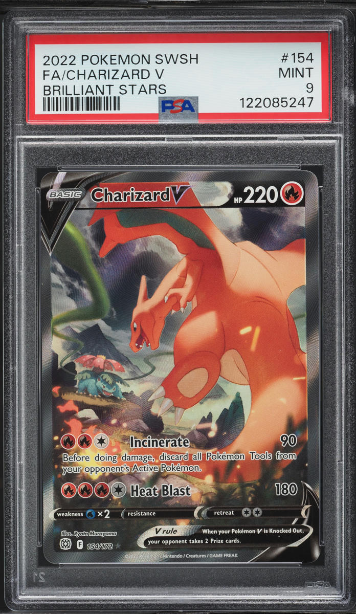 2022 Pokemon Sword & Shield Brilliant Stars Full Art Charizard V #154 PSA 9 MINT