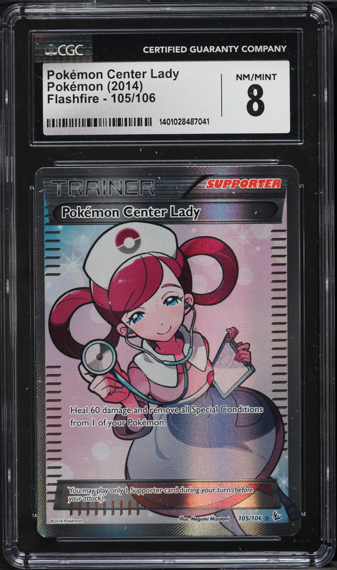 2014 Pokemon XY Flashfire Full Art Pokemon Center Lady #105 CGC 8 NM-MT