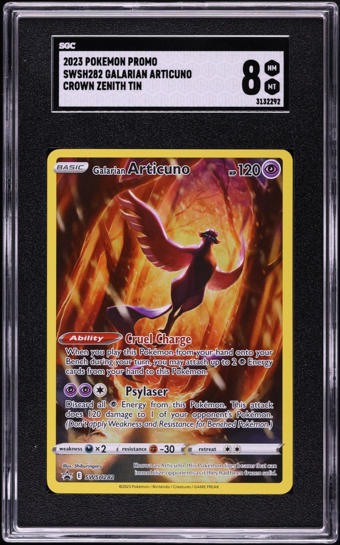2023 Pokemon Sword & Shield Promo Crown Zenith Tin Alt Art Galarian Articuno #SWSH282 SGC 8