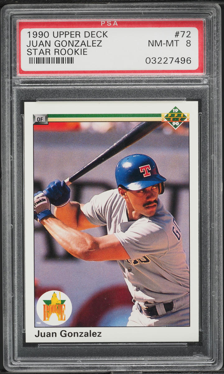 1990 Upper Deck Juan Gonzalez ROOKIE #72 PSA 8 NM-MT