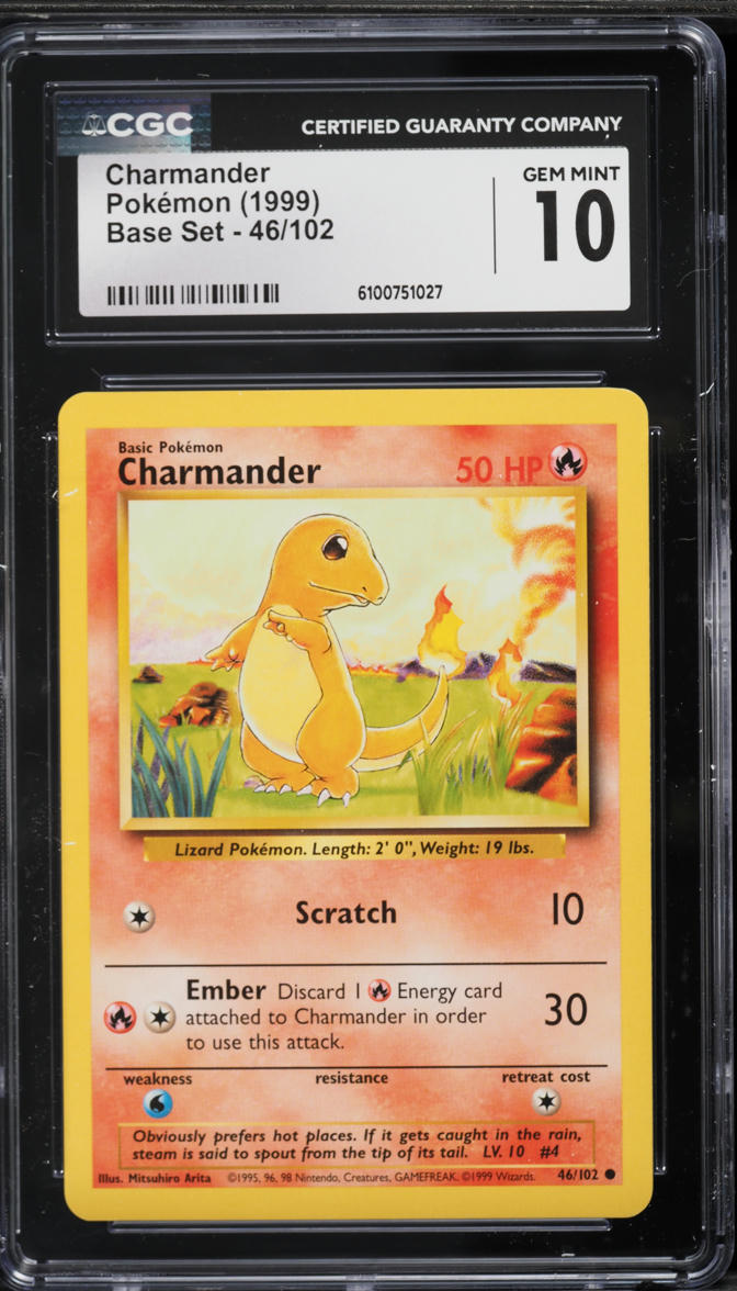 1999 Pokemon Base Set Charmander #46 CGC 10 GEM MINT