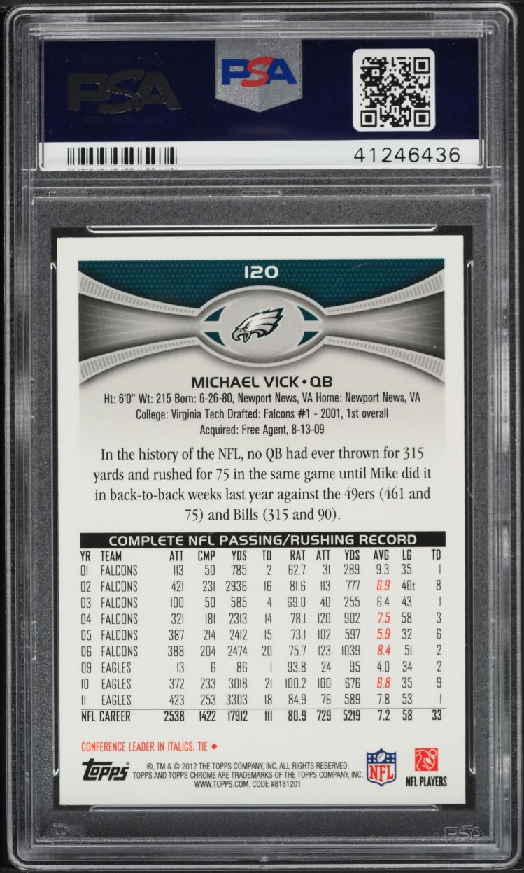 2012 Topps Chrome Michael Vick #120 PSA 9 MINT