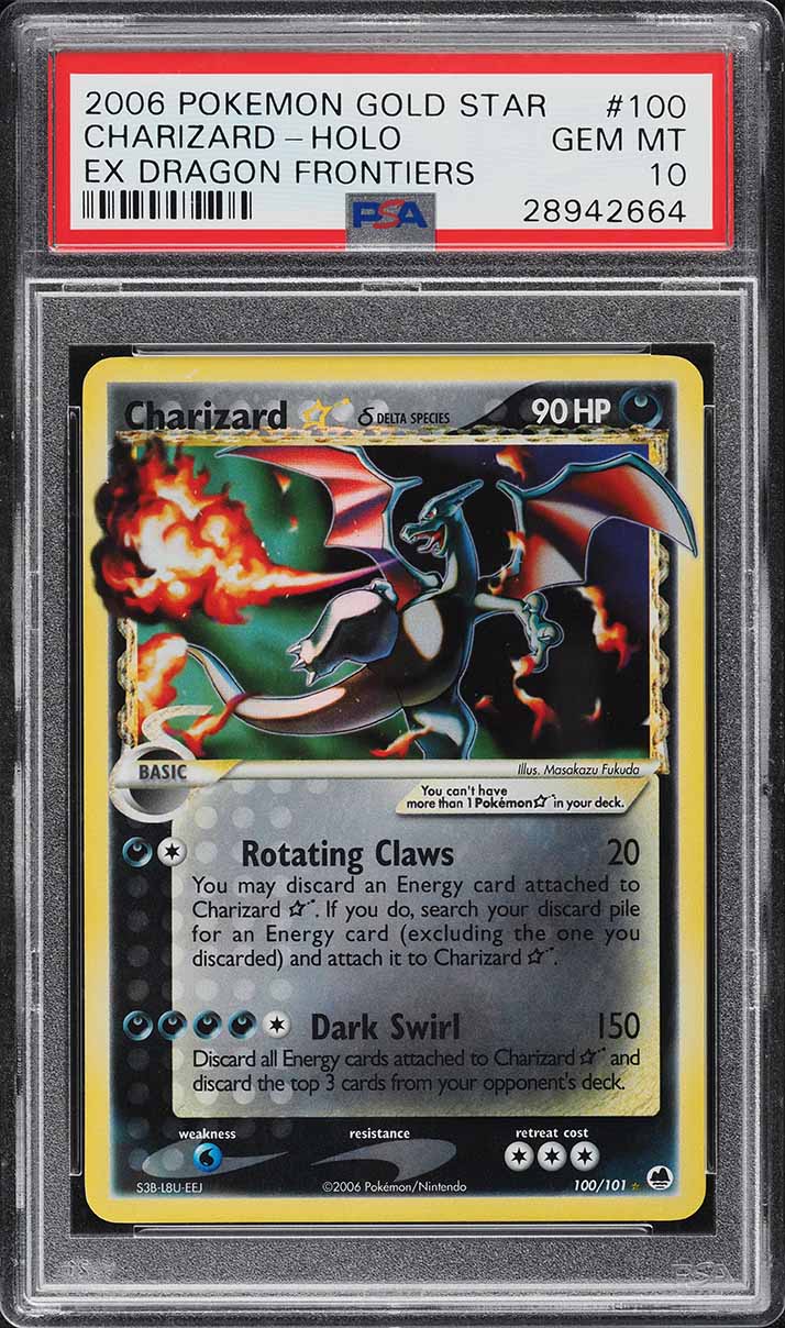 2006 Pokemon EX Dragon Frontiers Gold Star Holo Charizard #100 PSA