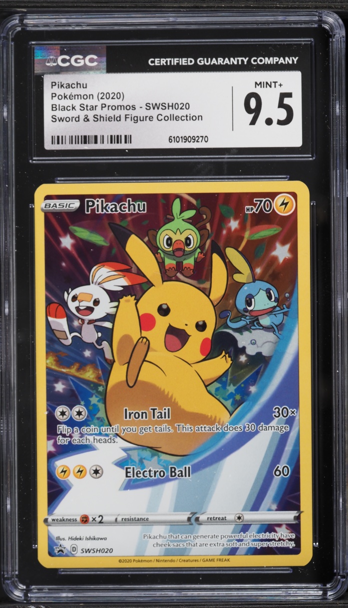 2020 Pokemon Sword & Shield Promo Figure Collection Full Art Pikachu #SWSH020 CGC 9.5 MINT+