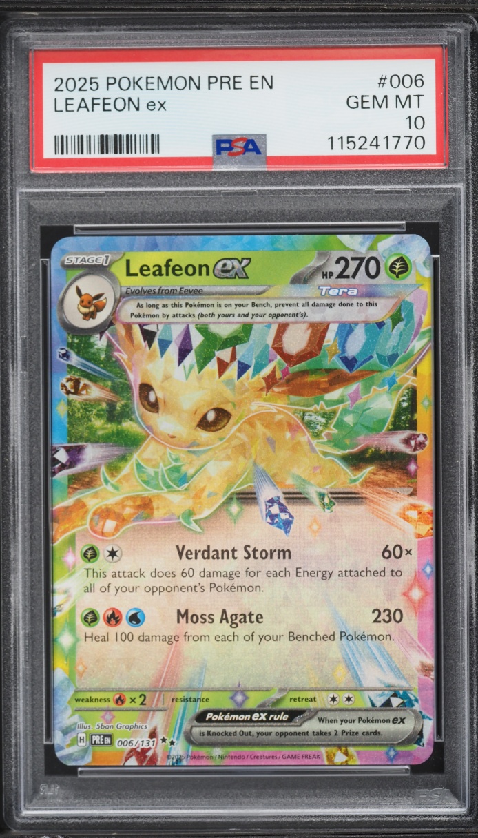 2025 Pokemon Scarlet & Violet Prismatic Evolutions Holo Leafeon ex #6 PSA 10 GEM MINT