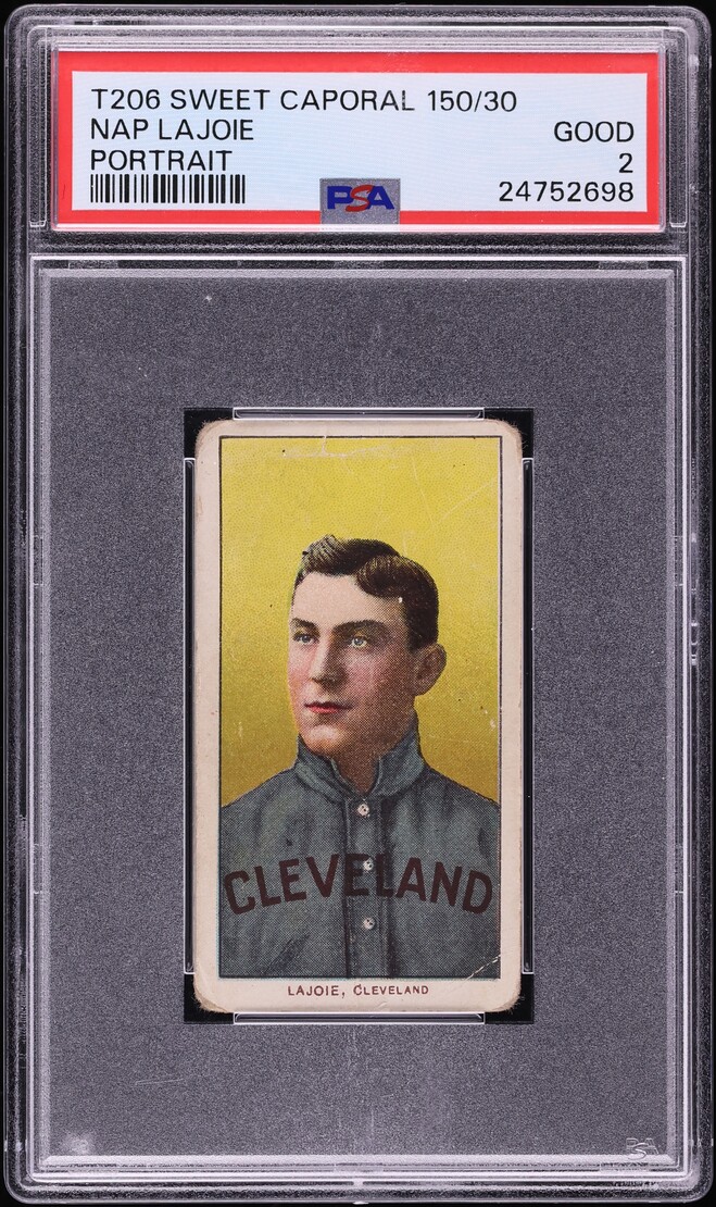 1909-11 T206 Nap Lajoie PORTRAIT, SWEET CAPORAL PSA 2 GD