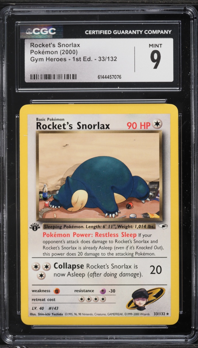 2000 Pokemon Gym Heroes 1st Edition Rocket's Snorlax #33 CGC 9 MINT