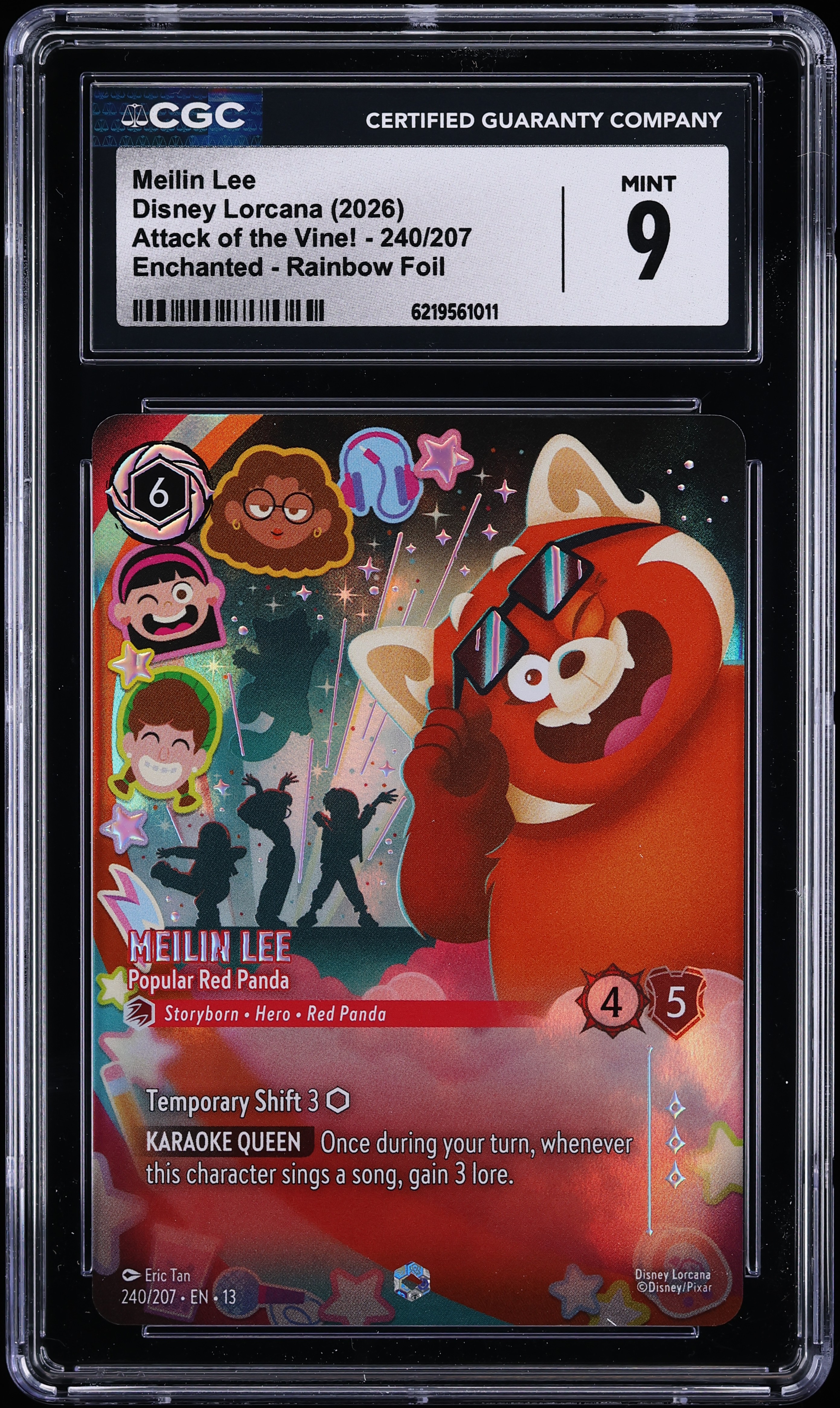 2026 Disney Lorcana Attack Of Vine! Enchanted Rainbow Foil Meilin Lee Popular Red Panda CGC 9