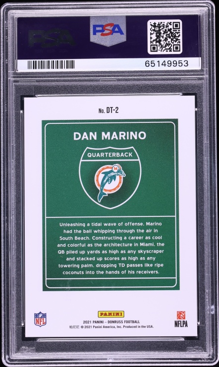 2021 Donruss Downtown Dan Marino #DT-2 PSA 10 GEM MINT