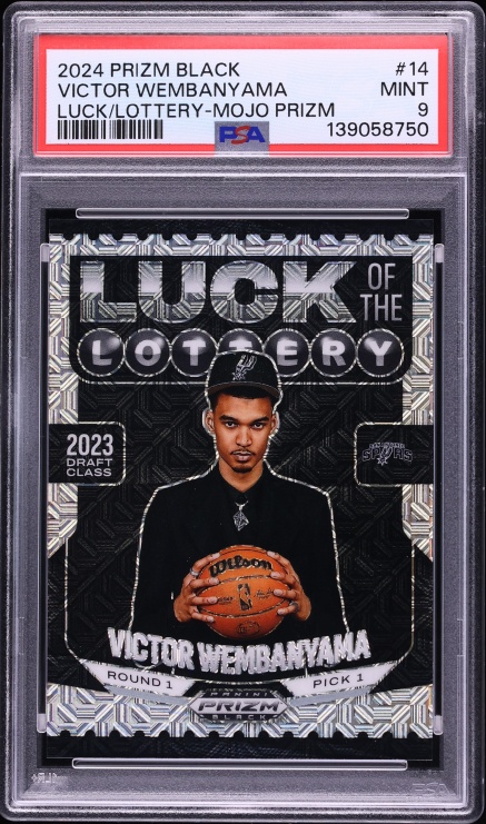 2024 Panini Prizm Black Luck Of The Lottery Mojo Victor Wembanyama /25 #14 PSA 9 MINT