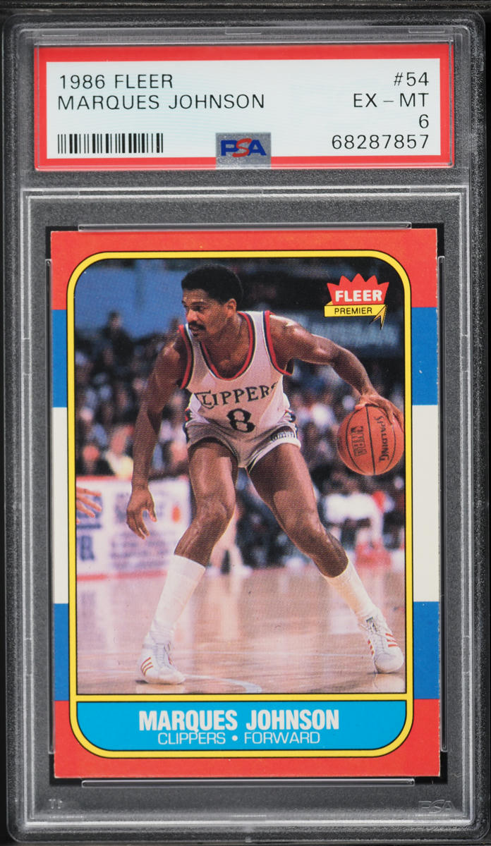 1986 Fleer Basketball Marques Johnson #54 PSA 6 EXMT