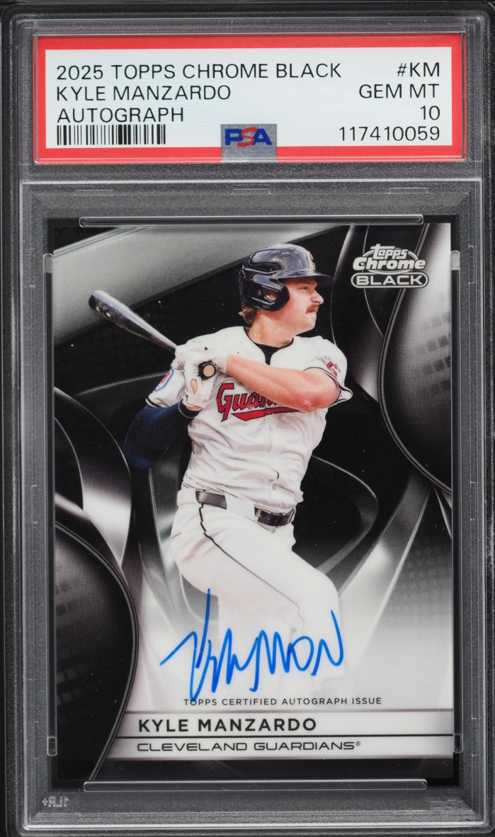2025 Topps Chrome Black Kyle Manzardo AUTO #CBA-KM PSA 10 GEM MINT