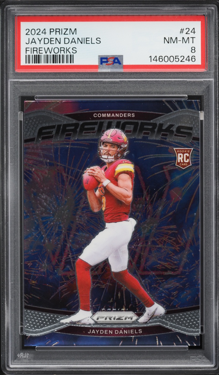 2024 Panini Prizm Fireworks Jayden Daniels ROOKIE #24 PSA 8 NM-MT