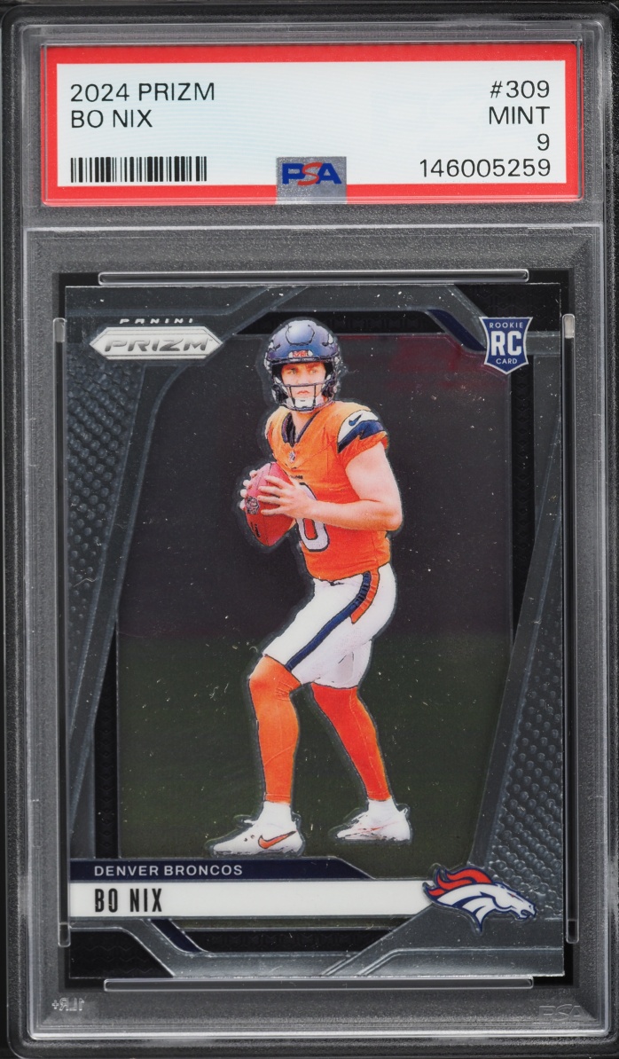 2024 Panini Prizm Bo Nix ROOKIE #309 PSA 9 MINT