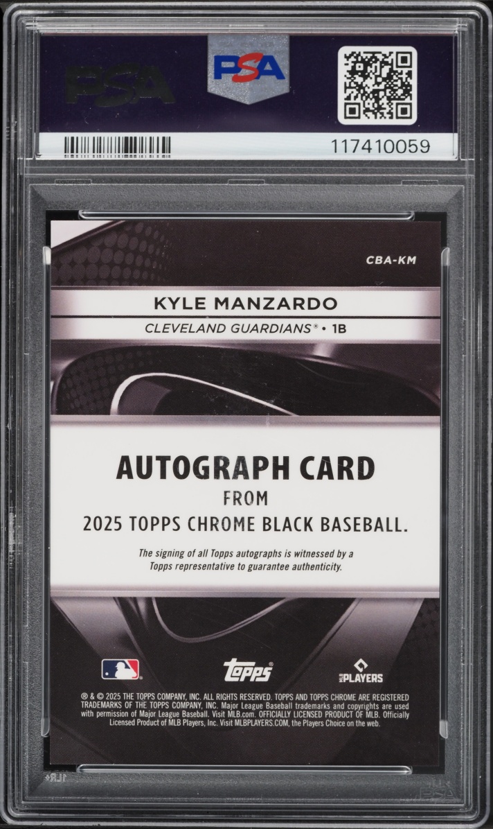2025 Topps Chrome Black Kyle Manzardo AUTO #CBA-KM PSA 10 GEM MINT