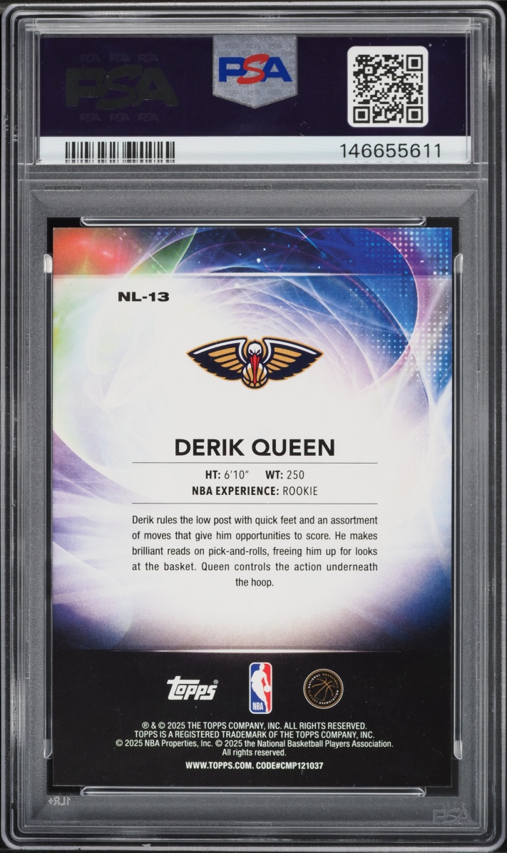 2025 Topps No Limit Rainbow Foilboard Derik Queen ROOKIE #NL-13 PSA 10 GEM MINT