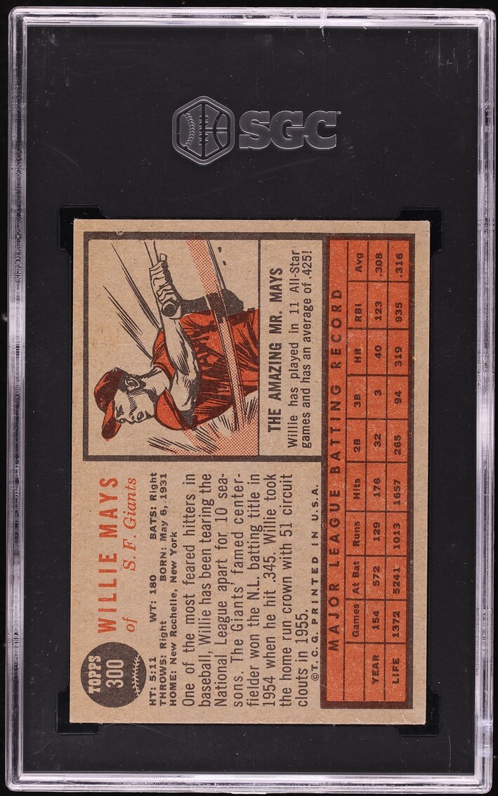 1962 Topps Willie Mays #300 SGC 5 EX
