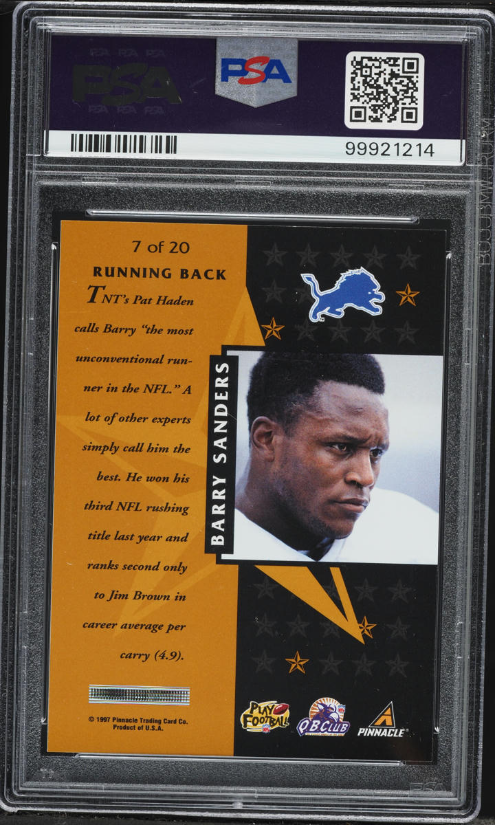 1997 Pinnacle Certified Gold Team Barry Sanders #7 PSA 9 MINT - Photo 2