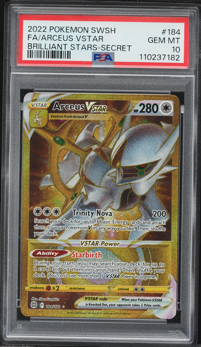 2022 Pokemon Sword & Shield Brilliant Stars Gold Rare Arceus VSTAR #184 PSA 10 GEM MINT - Photo 1
