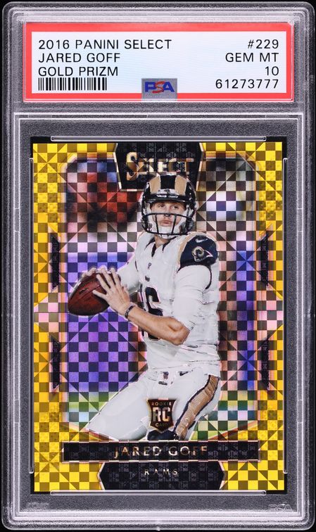 2016 Select Gold Prizm Jared Goff ROOKIE /10 #229 PSA 10 GEM MINT - Photo 1