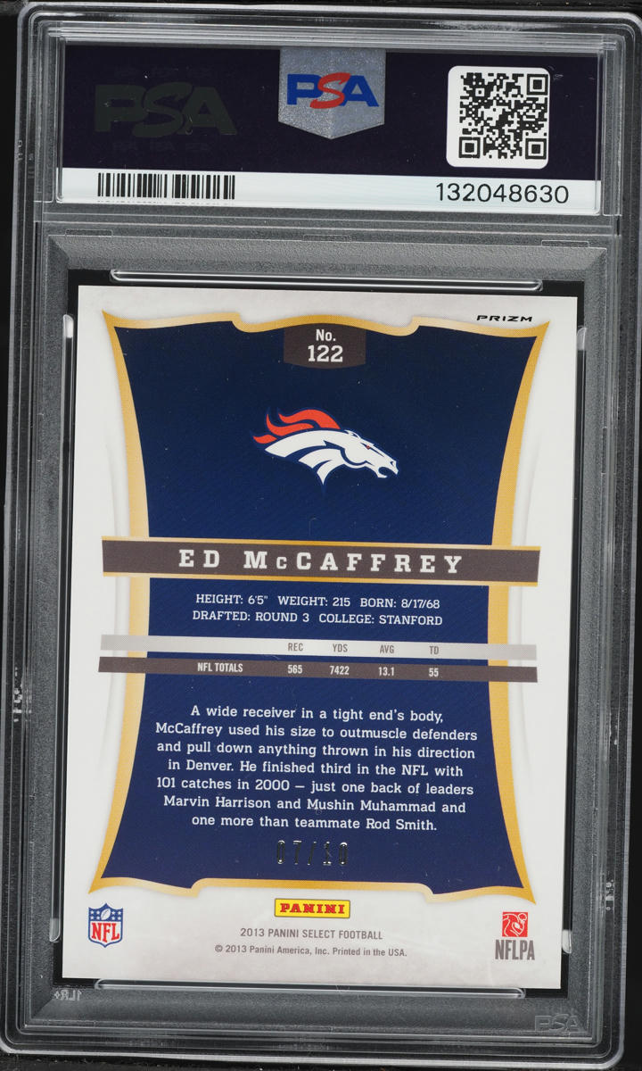 2013 Select Gold Prizm Ed McCaffrey /10 #122 PSA 9 MINT - Photo 2