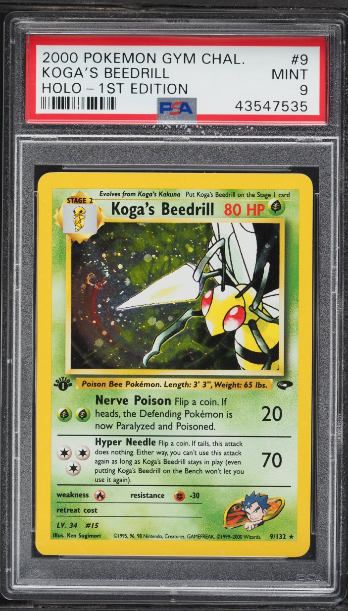 2000 Pokemon Gym Challenge 1st Edition Holo Koga's Beedrill #9 PSA 9 MINT