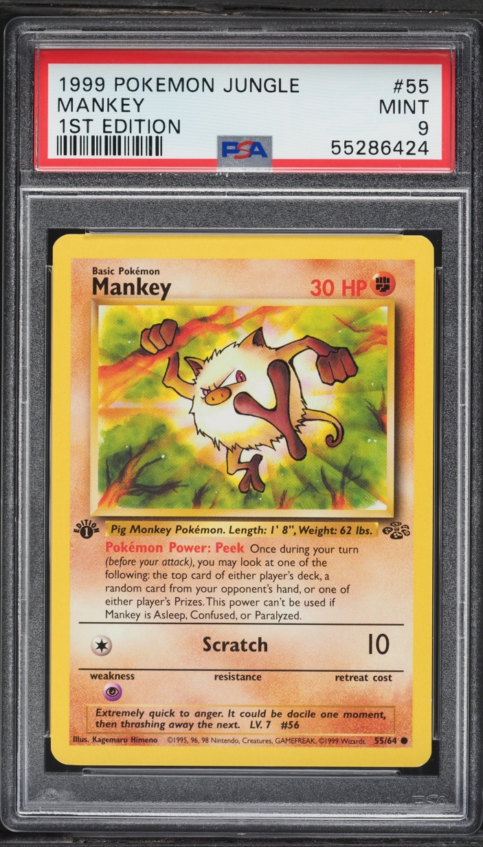 1999 Pokemon Jungle 1st Edition Mankey #55 PSA 9 MINT