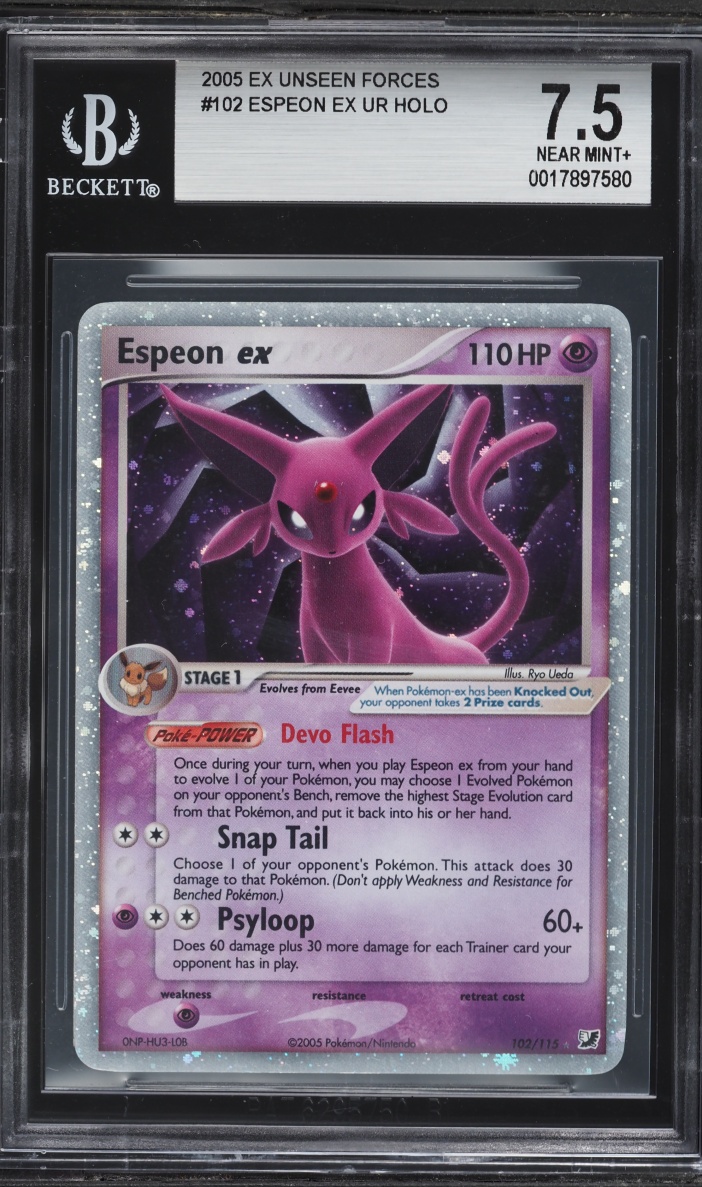 2005 Pokemon EX Unseen Forces Holo Espeon ex #102 BGS 7.5 NRMT+