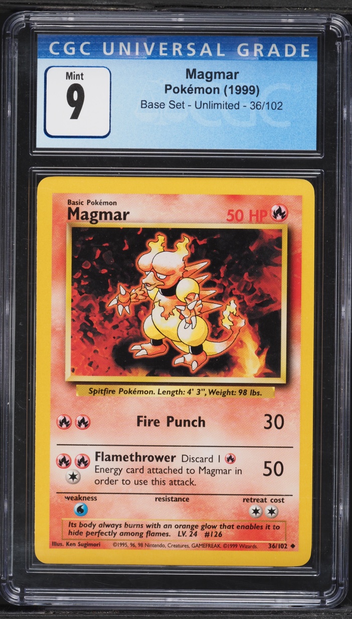 1999 Pokemon Base Set Magmar #36 CGC 9 MINT
