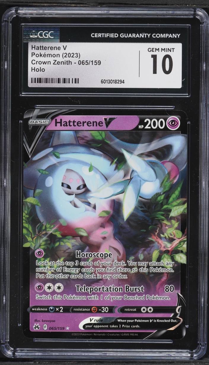 2023 Pokemon Sword & Shield Crown Zenith Hatterene V #65 CGC 10 GEM MINT