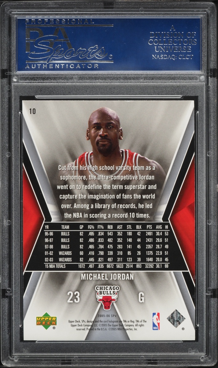 2005 SPx Basketball Michael Jordan #10 PSA 9 MINT