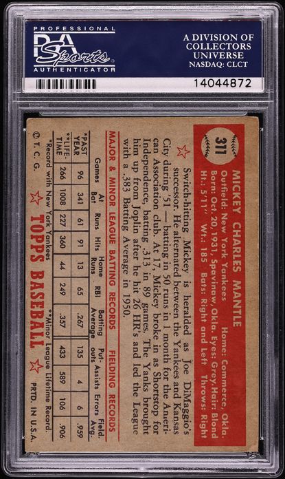 1952 Topps Mickey Mantle #311 PSA 4 VGEX
