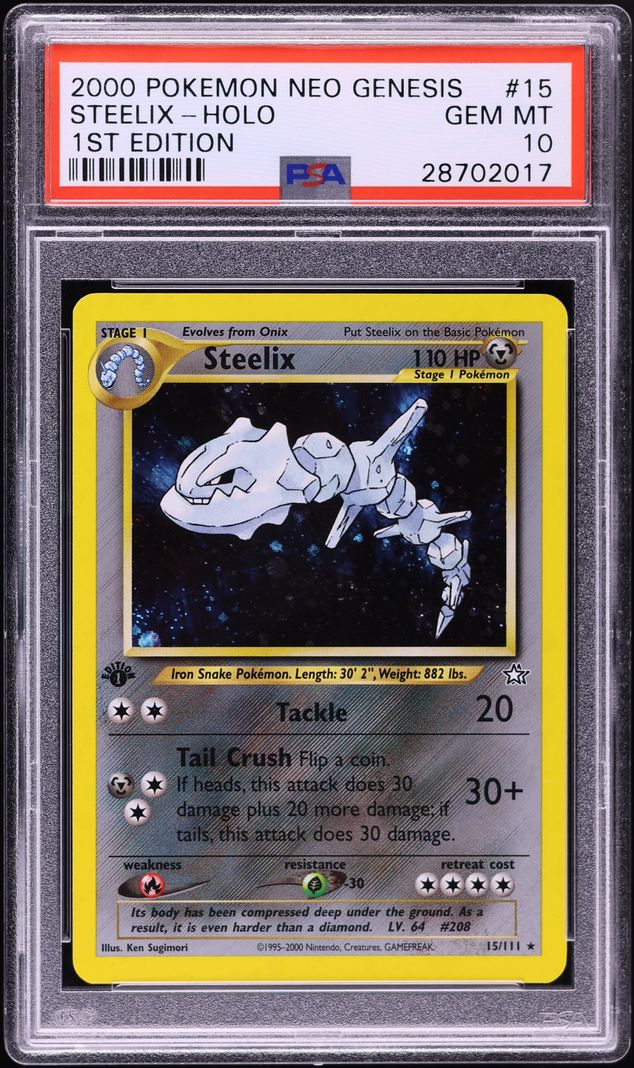 2000 Pokemon Neo Genesis 1st Edition Holo Steelix #15 PSA 10 GEM MINT