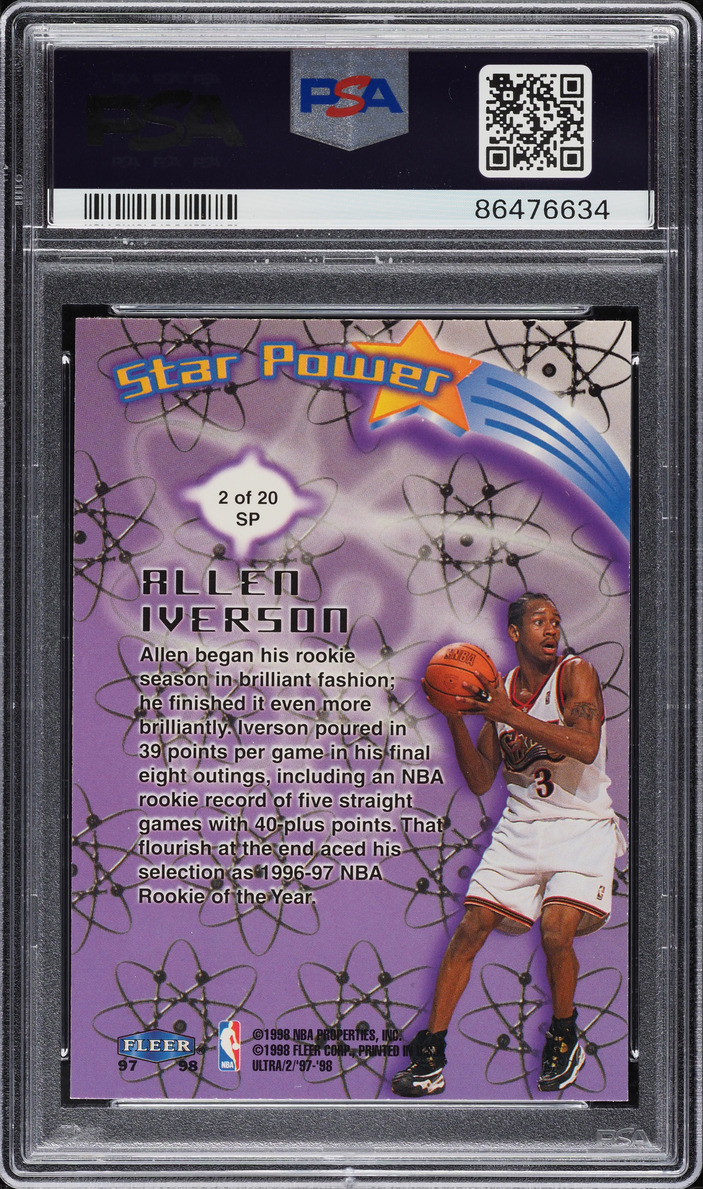 1997 Ultra Star Power Allen Iverson #2 PSA 10 GEM MINT
