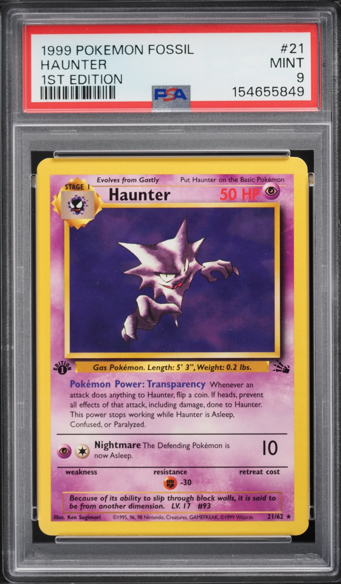 1999 Pokemon Fossil 1st Edition Haunter #21 PSA 9 MINT
