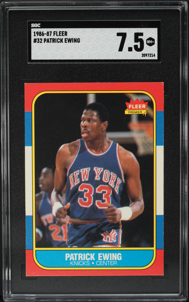 1986 Fleer Basketball Patrick Ewing ROOKIE #32 SGC 7.5 NRMT+