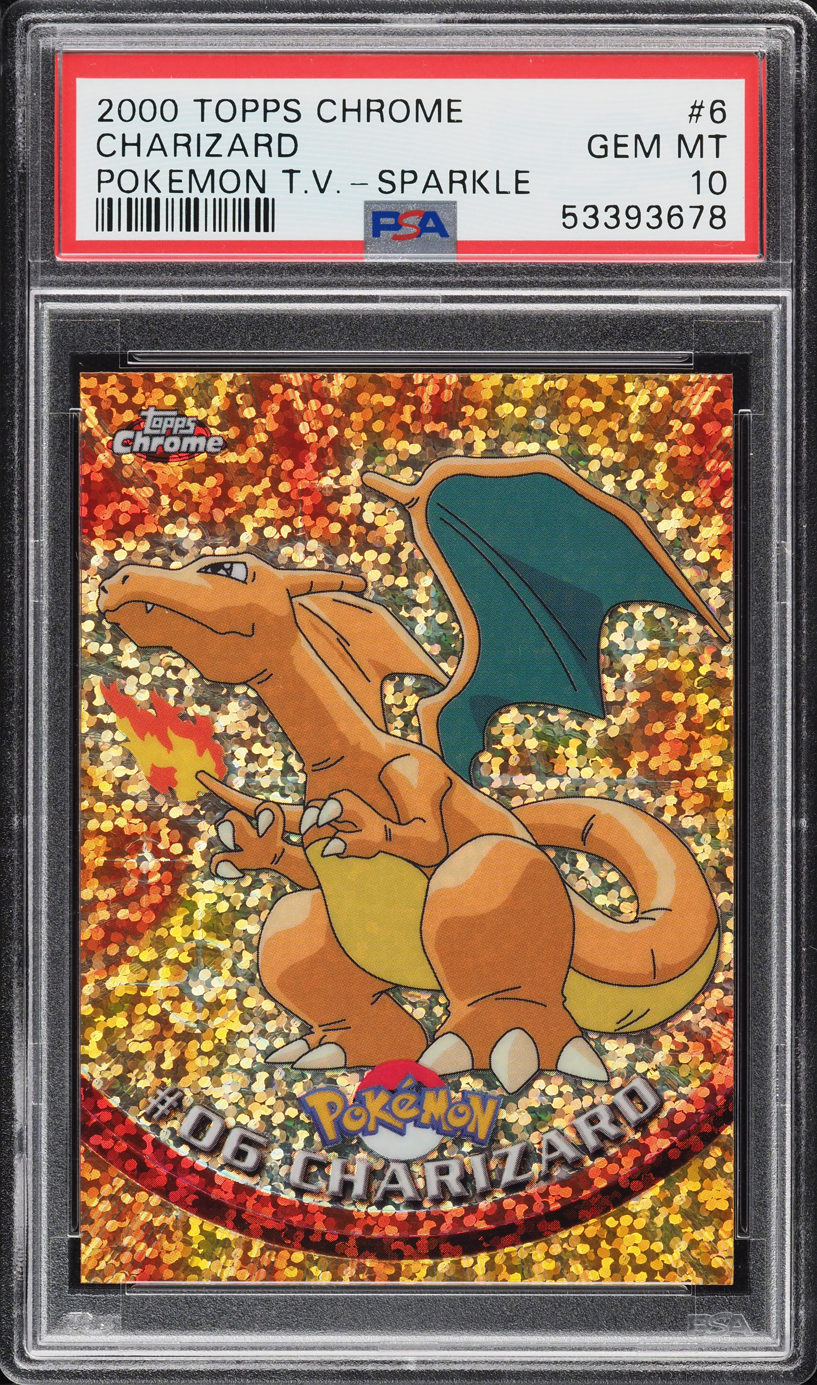 【PSA10】 オコリザル 英語 topps chrome POKEMON TV 2000 Pokemon Topps Chrome Series 1 Sparkle Charizard #6 PSA