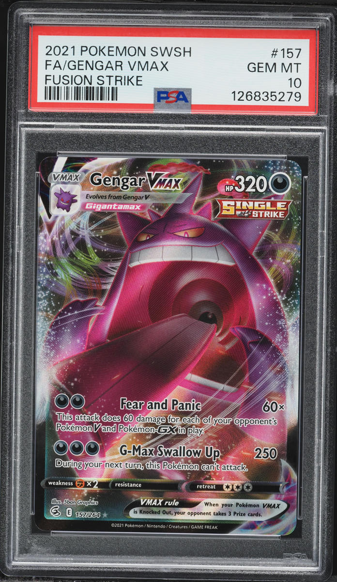 2021 Pokemon Sword & Shield Fusion Strike Full Art Gengar VMAX #157 PSA 10 GEM MINT