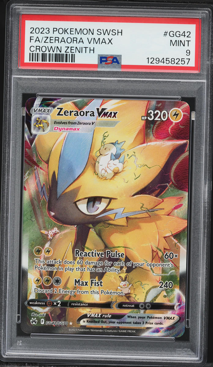 2023 Pokemon Sword & Shield Crown Zenith Alt Art Zeraora VMAX #GG42 PSA 9 MINT