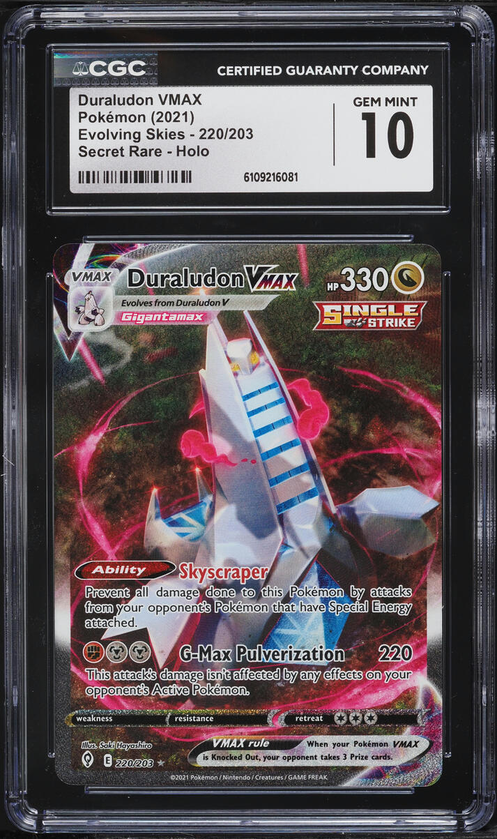 2021 Pokemon Sword & Shield Evolving Skies Alt Art Duraludon VMAX #220 CGC 10 GEM MINT