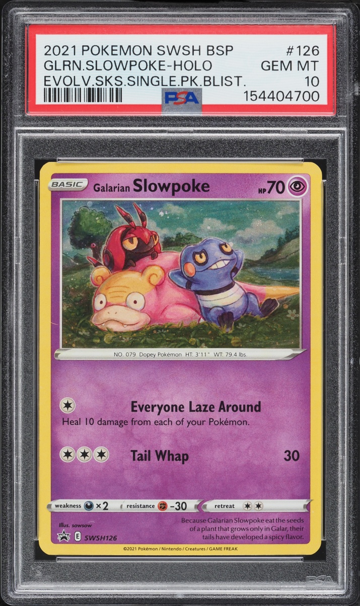 2021 Pokemon Sword & Shield Promo Evolving Skies Holo Galarian Slowpoke #126 PSA 10 GEM MINT