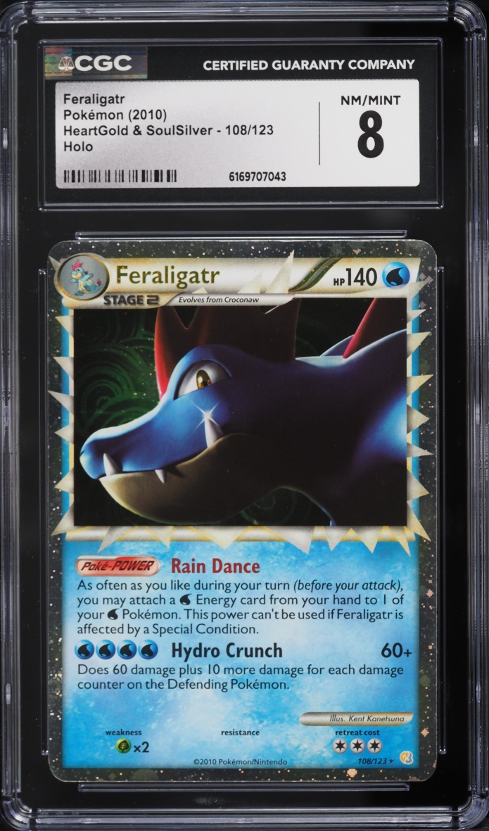 2010 Pokemon HeartGold & SoulSilver Holo Prime Feraligatr #108 CGC 8 NM-MT