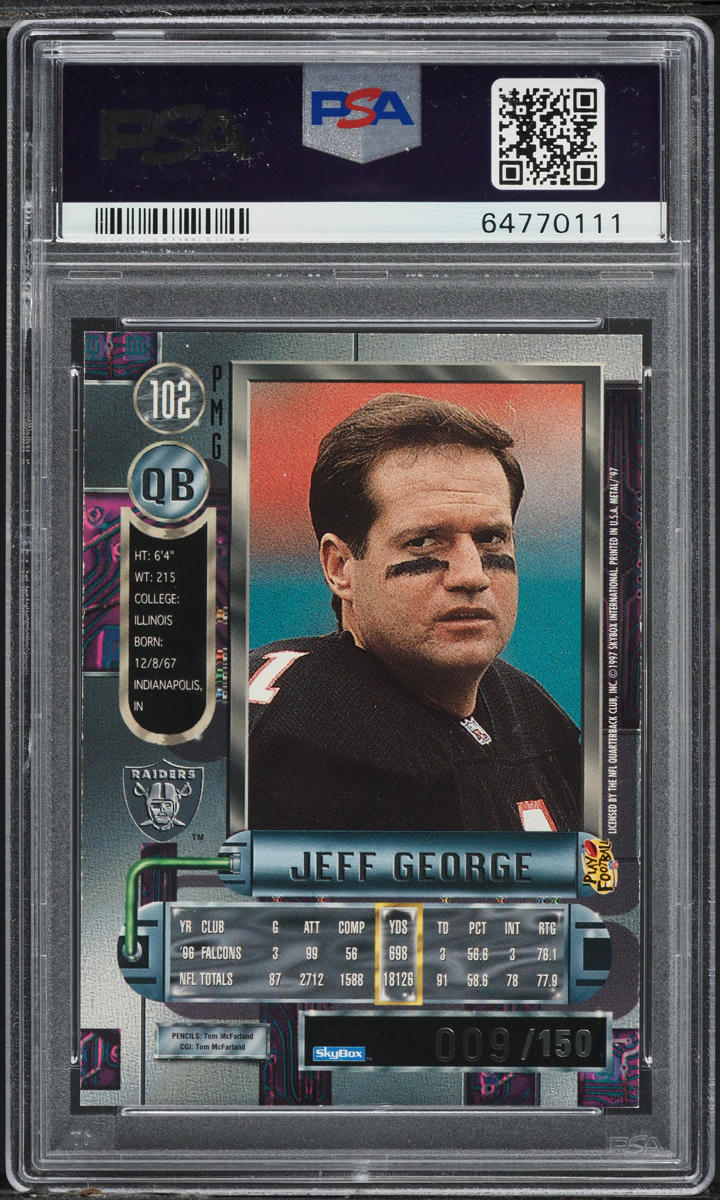 1997 Metal Universe Precious Metal Gems PMG Green Jeff George /150 #102 PSA 6 EXMT