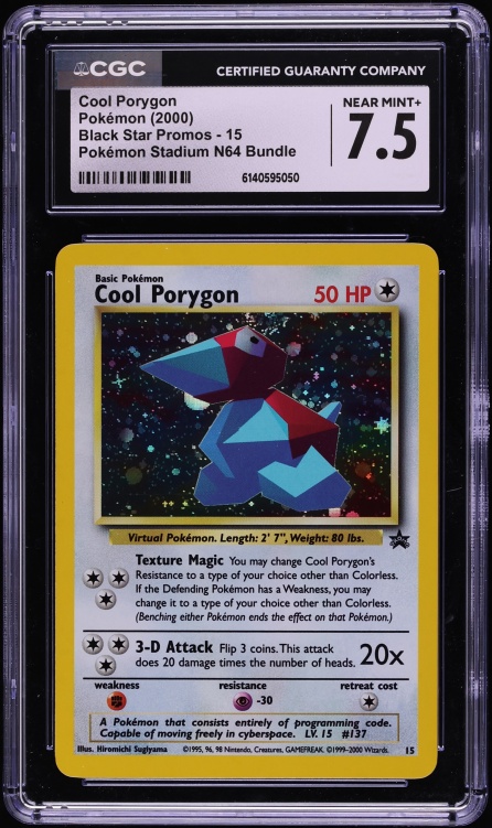 2000 Pokemon Black Star Promo Holo Cool Porygon #15 CGC 7.5 NRMT+