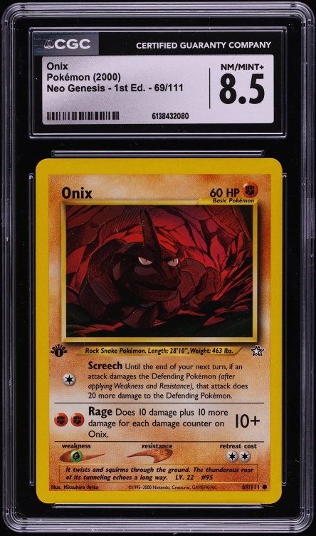 2000 Pokemon Neo Genesis 1st Edition Onix #69 CGC 8.5 NM-MT+
