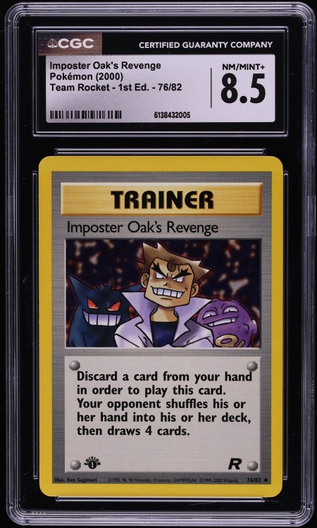 2000 Pokemon Team Rocket 1st Edition Imposter Oak's Revenge #76 CGC 8.5 NM-MT+