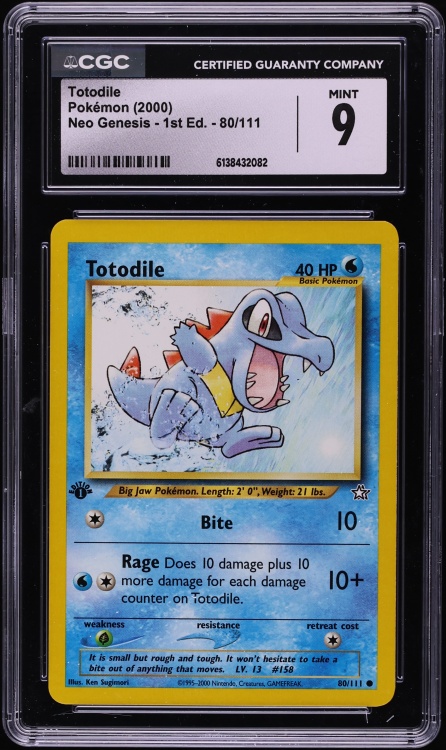 2000 Pokemon Neo Genesis 1st Edition Totodile #80 CGC 9 MINT